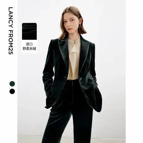 【弦子同款】朗姿正肩气质丝绒西服外套职业通勤西装上衣女冬新款图片