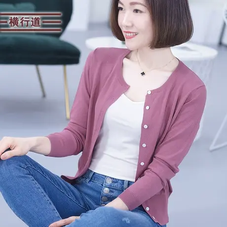 2023冬装新款休闲纯色针织开衫宽松大码中年妈妈长袖黑色外套女装商品大图