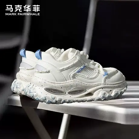 马克华菲正品男鞋气垫软底工作不累脚休闲运动透气增高轮胎老爹鞋商品大图