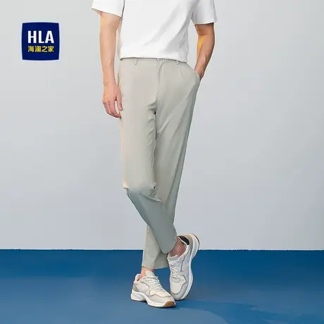 HLA/海澜之家半松紧腰休闲裤2025春秋新款柔软亲肤直筒通勤裤子男商品大图