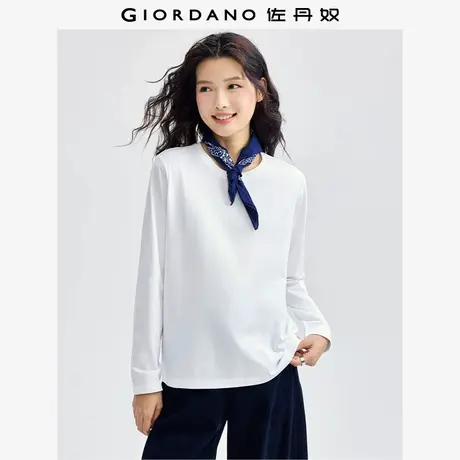 佐丹奴长袖T恤女秋冬新款全棉t恤衫纯棉纯色圆领打底衫女18325051商品大图