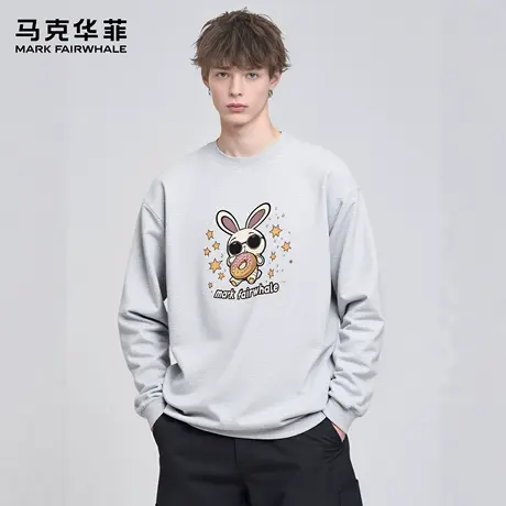 马克华菲 deer 潮流兔子印花圆领卫衣男款新款秋季宽松休闲上衣女图片