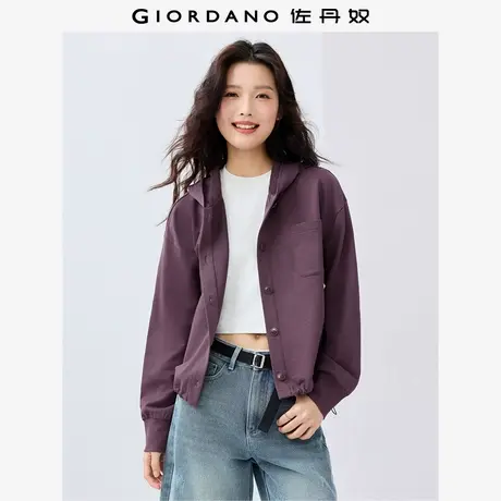佐丹奴休闲外套女小个子纯棉简约风单口袋短款连帽卫衣女05375459商品大图