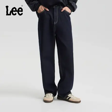 【张凌赫代言】Lee25冬新宽松直筒不易褪色深蓝色磨毛男牛仔裤潮商品大图