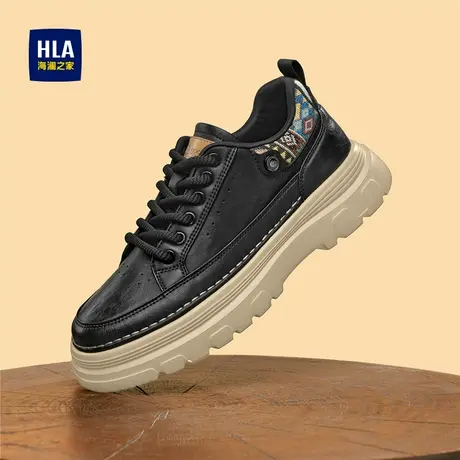 HLA/海澜之家男鞋新款夏季复古时尚高街工装鞋皮面百搭增高鞋男士图片