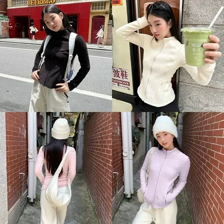 KV真维斯杏色外套女2025新款时髦百搭加绒保暖上衣韩系设计感开衫商品大图
