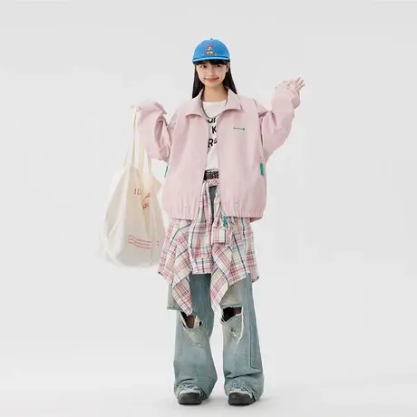 SOINKU韩系立领2025年新款宽松运动风夹克休闲小外套男女上衣早秋图片