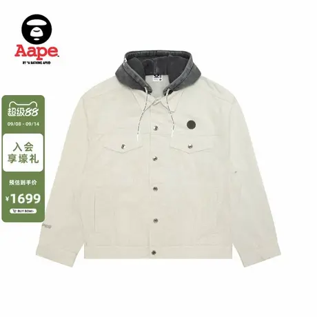 Aape旗舰店男装秋冬可拆卸帽小标徽章翻领牛仔夹克外套7730XXP商品大图