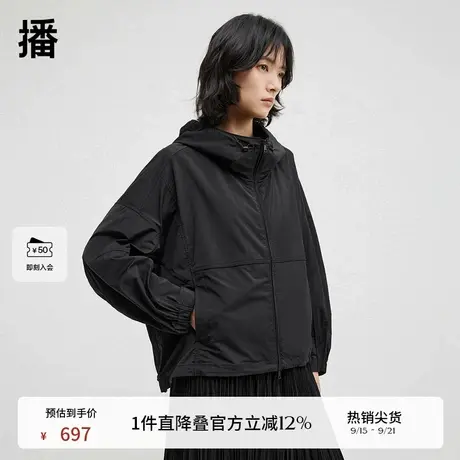 播商场同款黑色慵懒短外套女户外穿搭春秋休闲宽松上衣BDR8WD3361商品大图
