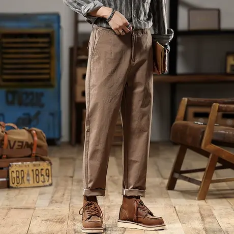 时尚潮流舒适休闲裤暗条高织密度精梳斜纹布舒适百搭潮流工装裤商品大图