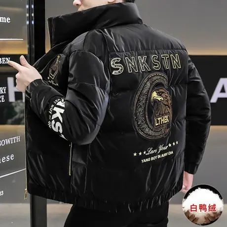 欧洲站立领短款羽绒服男士冬季个性潮流帅气时尚男装轻薄保暖外套商品大图