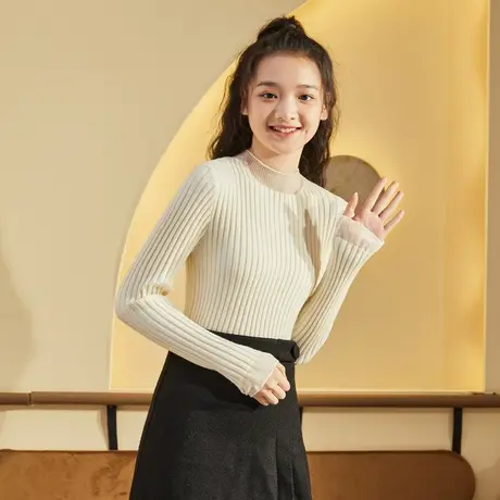 唐狮蕾丝半高领打底衫秋冬新款女网纱长袖毛衣黑白内搭针织衫小众图片