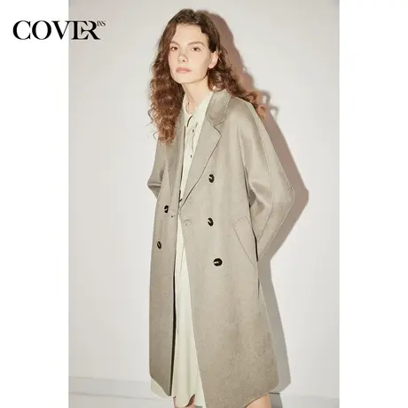 COVER冬季手工连肩袖双面羊绒大衣图片