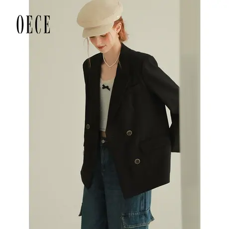 Oece气质小西装外套女2024春季新款女装双排扣通勤西服女春秋商品大图