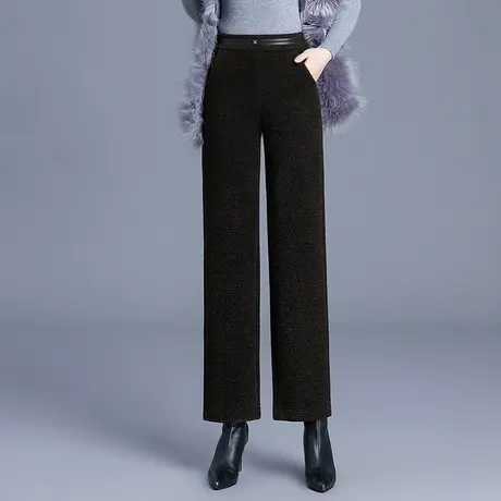 加厚窄版阔腿裤女秋冬2023新款高腰显瘦直筒长裤时尚通勤休闲裤子图片