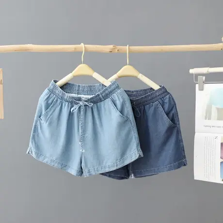 薄款轻薄牛仔短裤女2024夏季凉感百搭阔腿裤宽松休闲裤直筒裤热裤图片