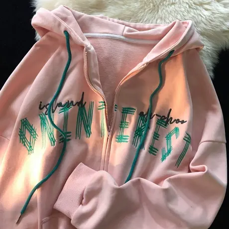 oversize卫衣女春秋小个子宽松韩版ins超火上衣bf慵懒风开衫外套商品大图