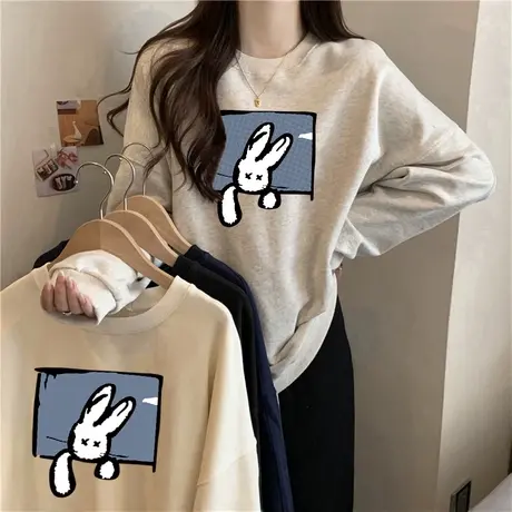 ins超火加绒加厚卫衣女秋冬季韩版宽松学生长袖上衣潮牌套头外套图片