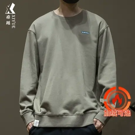 希越套头卫衣男女同款春秋新款加绒宽松大码加绒加厚内搭打底衫潮商品大图