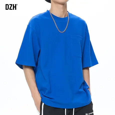 男士克莱因蓝短袖t恤男潮牌重磅夏季男装半袖上衣2023新款体恤衫商品大图