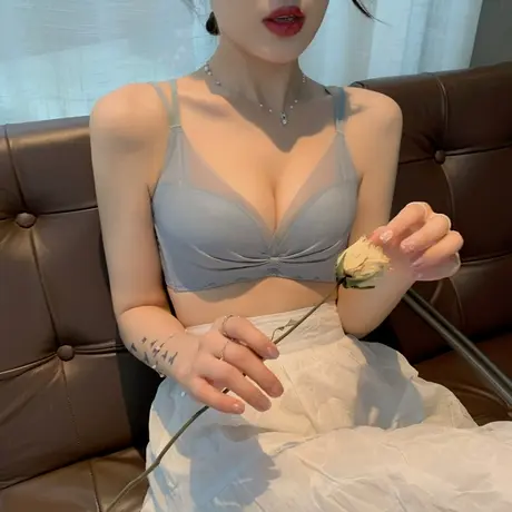 荷韵阁小胸聚拢内衣女少女学生薄款bra收副乳防下垂甜美文胸套装商品大图