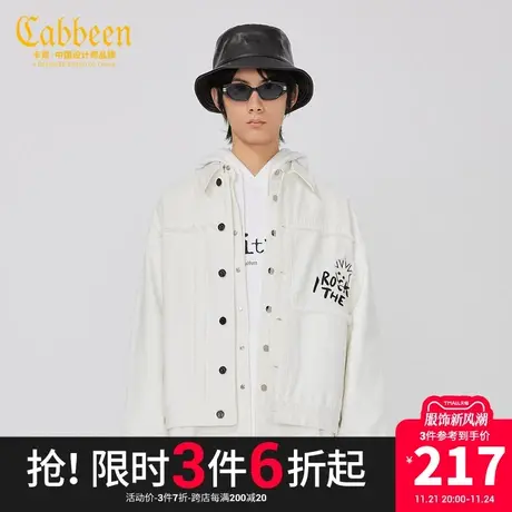 卡宾男装流苏字母刺绣牛仔夹克秋秋潮流宽松外套街头青年W商品大图