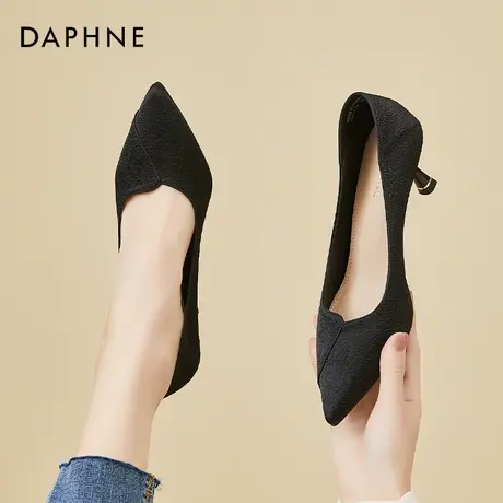 达芙妮黑色法式配晚礼服高跟鞋女气质主持人艺考百搭通勤宴会单鞋商品大图