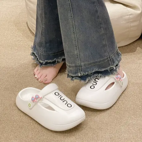 洞洞鞋女夏季外穿时尚厚底增高踩屎感eva防滑沙滩两穿包头凉拖鞋商品大图