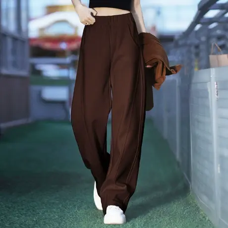 咖色运动裤女秋冬香蕉裤休闲2024新款阔腿裤长裤今年流行加绒卫裤商品大图