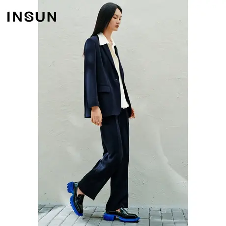INSUN恩裳春季简约麻感H型西装外套商品大图