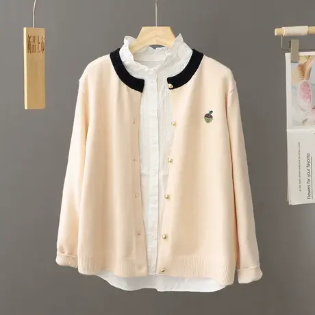 针织开衫外套早春新款女装2024春秋爆款学生圆领毛衣薄款春季上衣商品大图