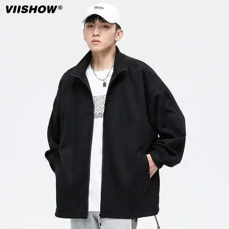 VIISHOW复古巴洛克麂皮绒外套男春秋款美拉德穿搭教练夹克棒球服商品大图