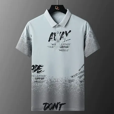 短袖T恤男士2022夏季新款渐变色青少年初高中学生有领纯棉polo衫商品大图