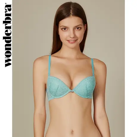 wonderbra薄荷绿提升聚拢文胸舒适内衣女小胸款加厚胸罩精油水袋图片