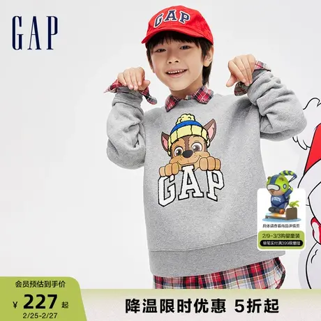 【汪汪队联名】Gap男童冬季抓绒保暖卫衣时髦洋气圆领上衣847289商品大图