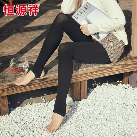 恒源祥韩版薄款连裤袜春秋休闲连脚袜透肤踩脚打底裤加裆外穿裤女图片