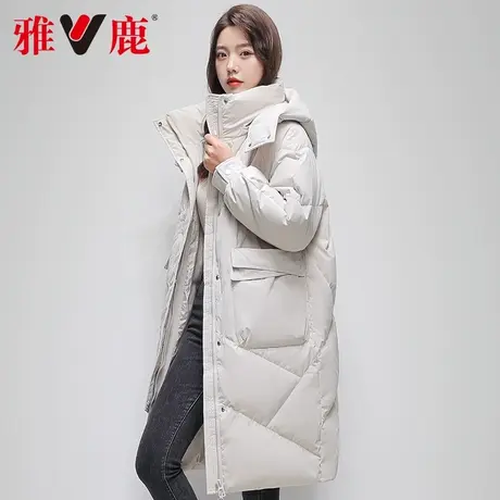 v雅鹿女装羽绒服新款韩版休闲2023冬保暖外套中长款加厚修身显瘦图片