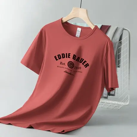 莫代尔冰丝t恤男士短袖圆领上衣服夏季凉感速干半袖潮流印花体恤商品大图