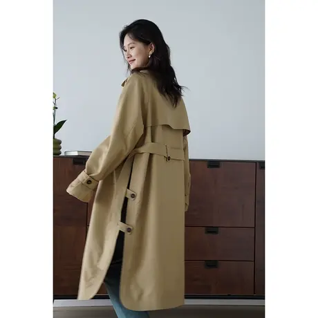 嘉茱莉2023秋季新款赫本风风衣外套女中长款宽松上衣小个子风衣商品大图