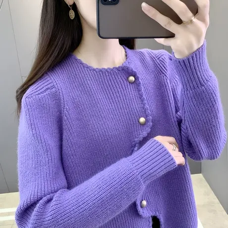 洋气小香风针织开衫女2023新款设计感小众毛衣外套女春秋上衣短款图片