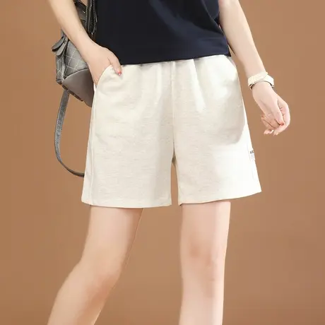 韩潮袭人松紧腰直筒休闲短裤女2023年夏季新款百搭显瘦阔腿热裤薄商品大图