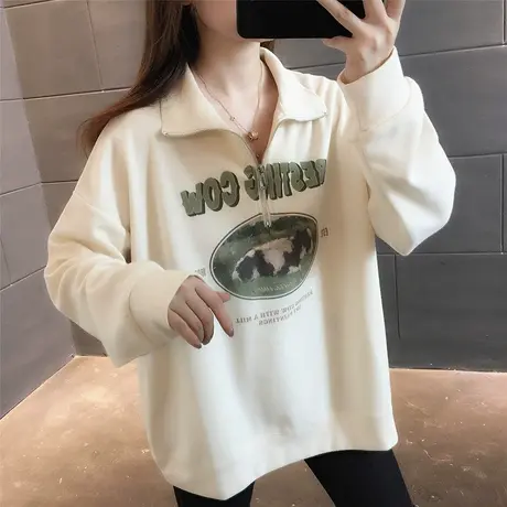 超火卫衣女秋款女装2023年新款早秋百搭套头宽松慵懒风外套上衣女图片