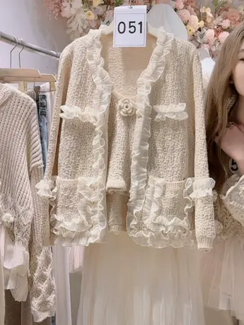 奶系小众设计感针织开衫女2023秋装新款甜美软糯两件套百搭上衣洋图片