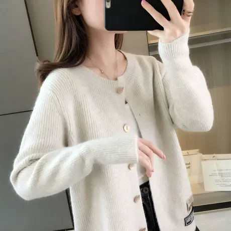 春秋装新款毛衣外套女士针织开衫慵懒宽松秋冬软糯卡通外搭洋气图片