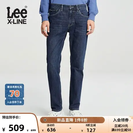 LeeXLINE23秋冬新品723修身磨毛深蓝色男保暖牛仔裤LMB100723101图片