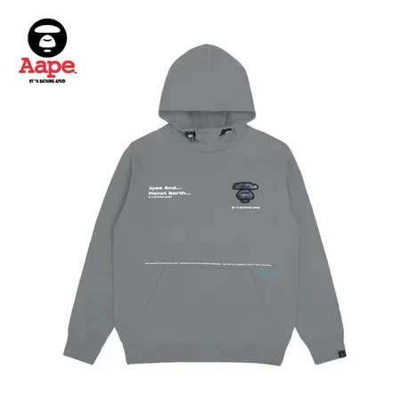 Aape旗舰店男装秋冬猿颜刺绣字母印花宽松连帽卫衣3941XXJ商品大图