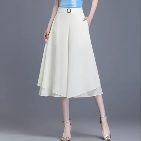 2023夏季新款雪纺裙裤七分裤女薄款高腰宽松阔腿裤小个子休闲裤裙商品大图