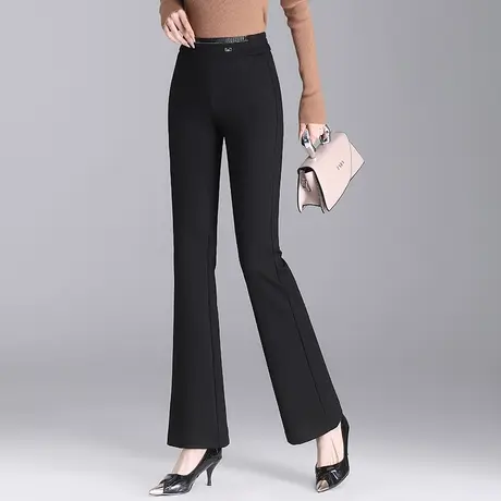 微喇裤女高腰春秋新款垂感宽松高腰大码直筒喇叭小个子休闲长裤子图片