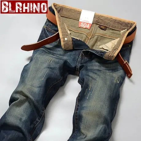 秋冬款男士牛仔裤宽松直筒水洗中腰复古潮流休闲男装长裤青年潮牌商品大图