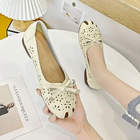 一脚蹬豆豆鞋透气妈妈平底软底单鞋女新款奶奶鞋夏季洞洞鞋凉鞋图片